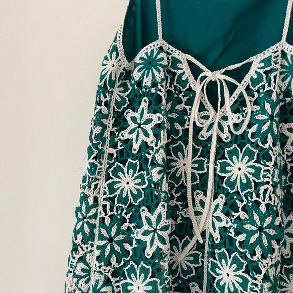 New ZARA Crochet Floral Green Mini Dress, size XS - Picture 11 of 16